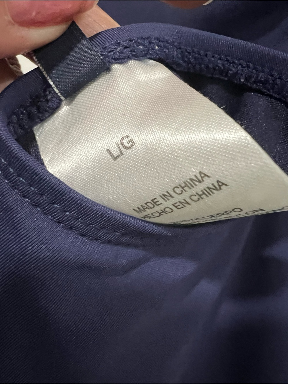 Nautica Navy One-Piece Swimsuit with White Logo and Striped Shoulder Straps - Picture 6 of 7